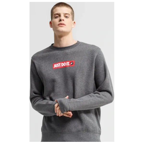 Nike Bluza M Nsw Jdi Crw Flc Bstr , szary, rozmiar L. Szare bluzy nierozpinane męskie Nike, l, z aplikacjami, z bawełny, sportowe, bez ramiączek, bez kaptura. Za 199.99 zł.