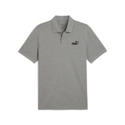 Męska koszulka polo Essentials z logo No. 1 z piki PUMA Medium Gray Heather. Szare koszulki polo męskie Puma, m, bez wzorów, prążkowane, bez kołnierzyka, bez ramiączek. Za 149.00 zł.