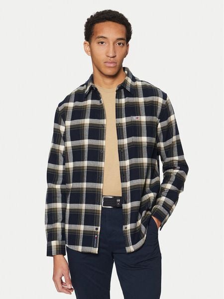 Tommy Jeans Koszula Check Flannel DM0DM20670 Granatowy Regular Fit. Niebieskie koszule męskie Tommy Jeans, m, bez wzorów, z bawełny, bez kołnierzyka, bez ramiączek. Za 209.99 zł.