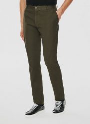 PAKO LORENTE – Gładkie spodnie męskie w kolorze zielonym. Zielone spodnie na co dzień męskie Pako Lorente, bez wzorów, z bawełny, casualowe. Za 99.99 zł.