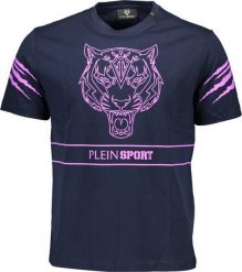 Plein Sport PLEIN SPORT MĘSKA KOSZULKA Z KRÓTKIM RĘKAWEM NIEBIESKA L. Niebieskie t-shirty sportowe męskie Plein Sport, l, bez wzorów, sportowe, bez ramiączek. Za 221.22 zł.