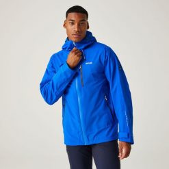 Okara męska kurtka przeciwdeszczowa. Niebieskie kurtki męskie Regatta, m, bez wzorów, z materiału, sportowe, bez ramiączek, bez kaptura. W wyprzedaży za 157.49 zł.