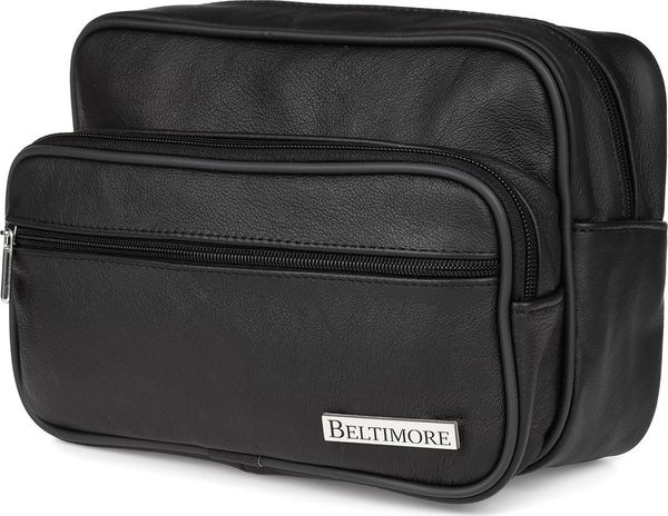 Beltimore Czarna skórzana saszetka męska duża dwukomorowa do ręki Beltimore G58. Czarne saszetki męskie Beltimore, bez wzorów, duże. Za 109.99 zł.
