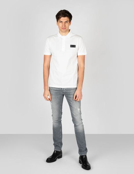 Les Hommes Koszulka Polo "Pique" | LKT500 731U | Slim Fit Pique Polo With Metal Logo | Mężczyzna | Biały. Białe koszulki polo męskie Les Hommes, m, bez wzorów, z bawełny, bez kołnierzyka, bez ramiączek. W wyprzedaży za 349.00 zł.