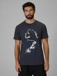 4F T-shirt regular z nadrukiem męski - szary M. Szare t-shirty męskie 4f, m, bez wzorów, z bawełny, klasyczne, bez ramiączek. Za 69.99 zł.