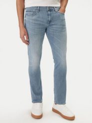 Guess Jeansy M6RAS2 D6761 Niebieski Slim Tapered Fit. Niebieskie jeansy męskie Guess, z aplikacjami, z bawełny. Za 439.99 zł.