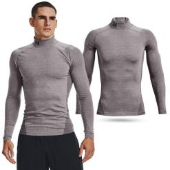 Koszulka męska termoaktywna treningowa Under Armour z długim rękawem. Szare bielizna termoaktywna męska Under Armour, m, bez wzorów, bez ramiączek, do biegania. Za 199.99 zł.