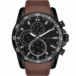 Zegarek męski Paul Lorens MATIAS czarny z brązowym paskiem. Brązowe zegarki męskie Paul Lorens. Za 219.00 zł.