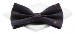 Mucha Męska z Poszetką Chattier - Granat i Pomarańczowe Akcenty. Niebieskie krawaty i muchy męskie Chattier, bez wzorów, z poliesteru, eleganckie. Za 59.00 zł.