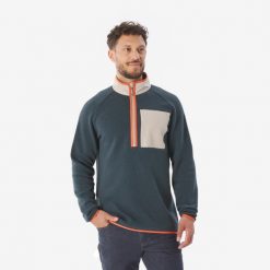 Sweter turystyczny męski Quechua NH500. Brązowe swetry męskie QUECHUA, bez wzorów, z bawełny, sportowe, bez kołnierzyka, bez ramiączek. Za 129.99 zł.