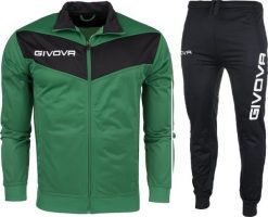 Givova Dres treningowy piłkarski komplet bluza spodnie Givova Tuta Visa Triacetato zielono-czarny TR018 1310 S. Czarne bluzy nierozpinane męskie Givova, m, bez wzorów, z dresówki, bez ramiączek, bez kaptura. Za 123.18 zł.