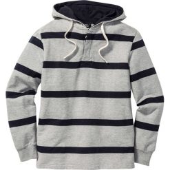 Bluza z kapturem Regular Fit bonprix jasnoszary melanż-ciemnoniebieski w paski. Bluzy nierozpinane męskie marki bonprix. Za 49.99 zł.