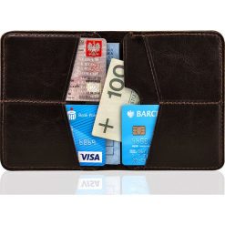 Cienki skórzany portfel męski Solier SW10 brązowy - ciemny brązowy. Brązowe portfele męskie Solier, bez wzorów. Za 74.99 zł.