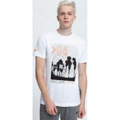 T-shirt męski TSM004 - biały. Białe t-shirty męskie 4f, z bawełny, z krótkim rękawem. W wyprzedaży za 44.99 zł.