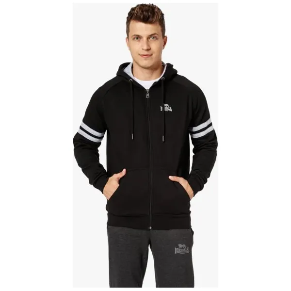 Lonsdale Bluza Pattesley , czarny, rozmiar M. Czarne bluzy rozpinane męskie Lonsdale, m, bez wzorów, z bawełny, bez ramiączek, bez kaptura. W wyprzedaży za 99.99 zł.
