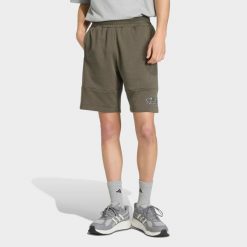 Spodenki fitness męskie ADIDAS. Zielone szorty sportowe męskie ADIDAS, bez wzorów, z materiału, sportowe. Za 119.99 zł.