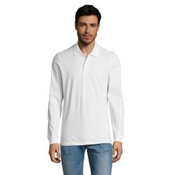 Męska Koszulka Polo Perfect Plain Pique Z Długim Rękawem. Białe koszulki polo męskie SOL'S, m, bez wzorów, sportowe, bez kołnierzyka, bez ramiączek. Za 81.99 zł.