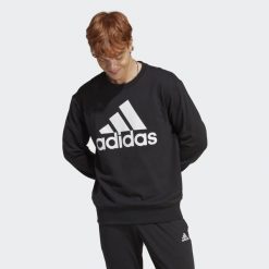 Bluza męska adidas Essentials French Terry Big Logo. Czarne bluzy nierozpinane męskie ADIDAS, m, bez wzorów, sportowe, bez ramiączek, bez kaptura. Za 199.00 zł.
