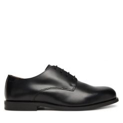 Półbuty Calvin Klein. Czarne eleganckie półbuty męskie Calvin Klein, wizytowe, bez obcasa, bez zapięcia. Za 469.99 zł.