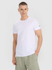 4F T-shirt regular gładki męski - biały XXL. Białe t-shirty męskie 4f, m, bez wzorów, z bawełny, bez kołnierzyka, bez ramiączek. Za 59.99 zł.