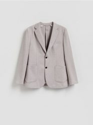 Marynarka slim fit z dodatkiem wiskozy - bordowy. Czerwone marynarki męskie Reserved, l, bez wzorów, z dzianiny. Za 199.99 zł.