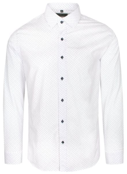 Koszula o Klasycznym Kroju - Biała, Drobny Wzór - VICTORIO. Białe koszule męskie Victorio, bez wzorów, z bawełny, bez kołnierzyka, bez ramiączek. Za 175.00 zł.