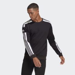 Bluza piłkarska męska adidas Squadra 21 Sweat Top. Czarne bluzy nierozpinane męskie ADIDAS, m, bez wzorów, sportowe, bez ramiączek, bez kaptura. Za 158.08 zł.