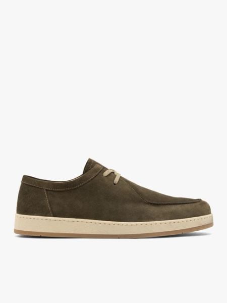 Oliwkowe casualowe półbuty. Zielone eleganckie półbuty męskie Ryłko, ze skóry, klasyczne, bez obcasa, bez zapięcia. Za 499.99 zł.