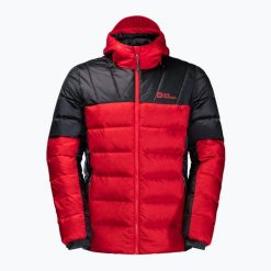 Kurtka puchowa męska Jack Wolfskin Nebelhorn Down Hoody. Czerwone kurtki męskie Jack Wolfskin, m, bez wzorów, z puchu, sportowe, bez ramiączek, bez kaptura. Za 569.99 zł.