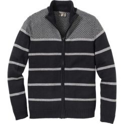 Sweter rozpinany w paski Regular Fit bonprix czarno-szary. Kardigany męskie marki bonprix. Za 44.99 zł.