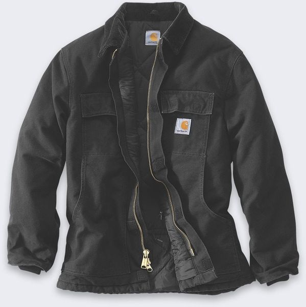 Kurtka Carhartt Firm Duck Traditional BLACK. Czarne kurtki męskie Carhartt, m, bez wzorów, bez ramiączek, bez kaptura. Za 585.30 zł.