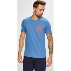 U.S. Polo - T-shirt. Szare koszulki polo męskie U.S. Polo, z nadrukiem, z bawełny, z okrągłym kołnierzem. W wyprzedaży za 129.90 zł.