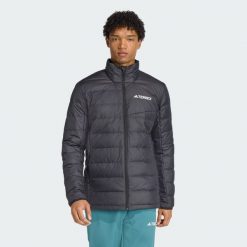 Kurtka Terrex Multi Light Down CLIMAWARM. Czarne kurtki męskie ADIDAS, bez wzorów, z puchu, sportowe, bez ramiączek, bez kaptura. Za 599.00 zł.