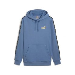 Męska bluza z kapturem ESS TAPE MINIMAL GOLD PUMA Blue Horizon. Niebieskie bluzy nierozpinane męskie Puma, l, bez wzorów, eleganckie, bez ramiączek, z kapturem. W wyprzedaży za 193.60 zł.