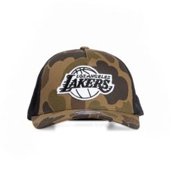 Czapka Los Angeles Lakers duck camo 110. Brązowe czapki męskie Mitchell & Ness, bez wzorów, sportowe. Za 206.50 zł.