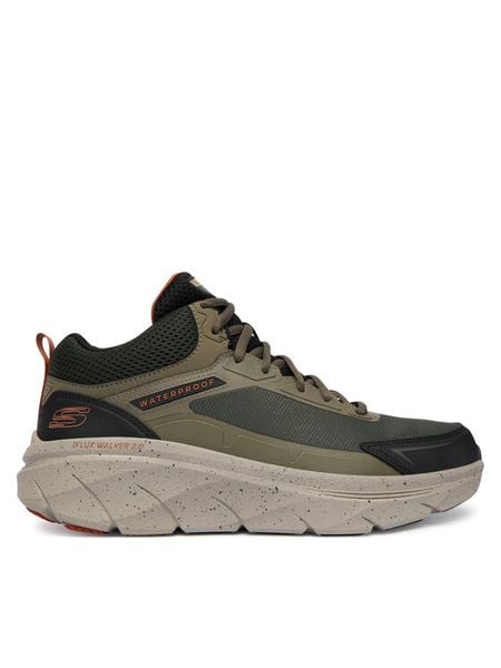 Skechers Sneakersy D'Lux Walker 2.0 232953 OLOR Khaki. Brązowe buty sportowe na co dzień męskie Skechers, m, bez wzorów, ze skóry, bez ramiączek, bez kaptura. Za 429.99 zł.
