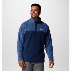 Bluza polarowa męska Columbia Steens Mountain Half Snap II. Niebieskie bluzy z polaru męskie Columbia, m, bez wzorów, z polaru, sportowe, bez ramiączek, bez kaptura. Za 134.99 zł.