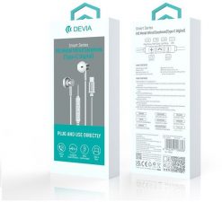 Devia słuchawki przewodowe Smart M2 Digital Metal USB-C douszne srebrne. Szare słuchawki douszne Devia. Za 19.44 zł.