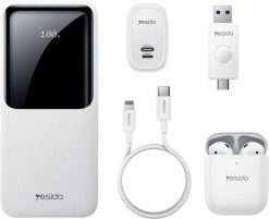 Yesido Powerbank CG10 EU 10 000 mAh LED (Zestaw Prezentowy 5w1). WHITE / BIAŁY. Białe powerbanki Yesido. Za 199.00 zł.