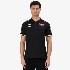 Polo Kappa Acriz VR46. Czarne koszulki polo męskie Kappa, m, bez wzorów, sportowe, bez kołnierzyka, bez ramiączek. Za 342.50 zł.