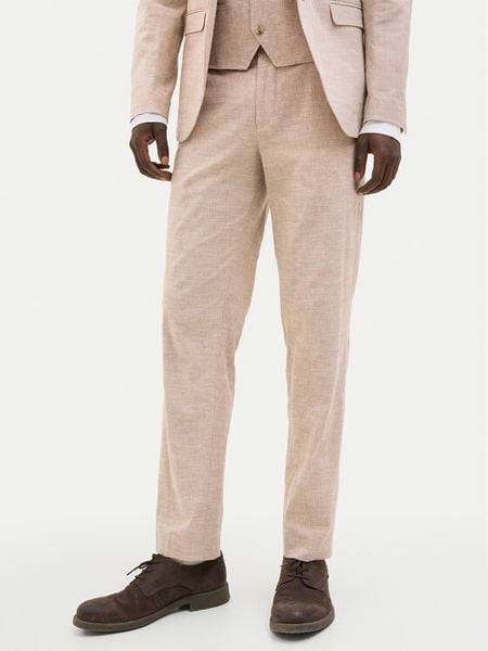 Jack & Jones Chinosy Riviera 12228724 Beżowy Slim Fit. Brązowe eleganckie spodnie męskie Jack & Jones, bez wzorów, z bawełny. Za 219.99 zł.