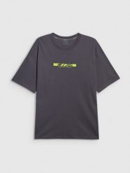 4F T-shirt oversize z nadrukiem męski 4F x Robert Lewandowski - szary L. Szare t-shirty męskie 4f, l, bez wzorów, z bawełny, bez kołnierzyka, bez ramiączek. Za 129.99 zł.
