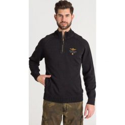 BLUZA AERONAUTICA MILITARE. Czarne bluzy rozpinane męskie Aeronautica Militare, l, bez wzorów, bez ramiączek, bez kaptura. Za 344.50 zł.