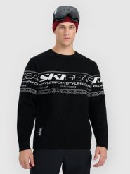 4F Sweter loose z wełną męski - czarny M. Czarne swetry męskie 4f, bez wzorów, z wełny, bez kołnierzyka, bez ramiączek. Za 299.99 zł.