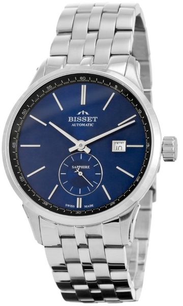 Zegarek Bisset Szwajcarski zegarek męski AUTOMAT szklany szafirowy srebrny gt. Niebieskie zegarki męskie Bisset, srebrne. Za 2,549.00 zł.