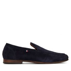 Półbuty Tommy Hilfiger. Niebieskie codzienne półbuty męskie Tommy Hilfiger, bez wzorów, bez obcasa, bez zapięcia. Za 399.99 zł.