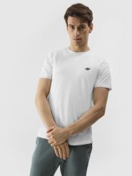 4F T-shirt regular gładki męski - biały 3XL. Białe t-shirty męskie 4f, m, bez wzorów, z bawełny, bez kołnierzyka, bez ramiączek. W wyprzedaży za 39.99 zł.