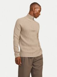 Jack & Jones Sweter Pannel 12258473 Beżowy Regular Fit. Brązowe kardigany męskie Jack & Jones, m, bez wzorów, z syntetyku, bez ramiączek. Za 89.99 zł.