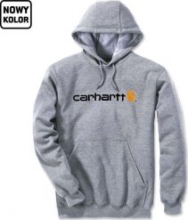 Carhartt Bluza Carhartt Signature Logo Midweight Grey. Szare bluzy nierozpinane męskie Carhartt, m, bez wzorów, bez ramiączek, bez kaptura. Za 265.11 zł.