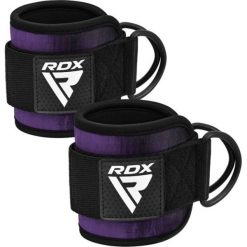 Paski z hakami na kostkę RDX A4 Ankle Straps For Gym Cable Machine. Fioletowe paski męskie RDX SPORTS, bez wzorów, sportowe. Za 79.99 zł.